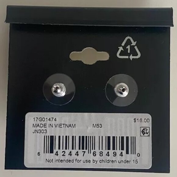 NAPIER Mod/Contemporary Silver/Black Stone Oval Shaped Earrings**NEW! - Picture 4 of 4